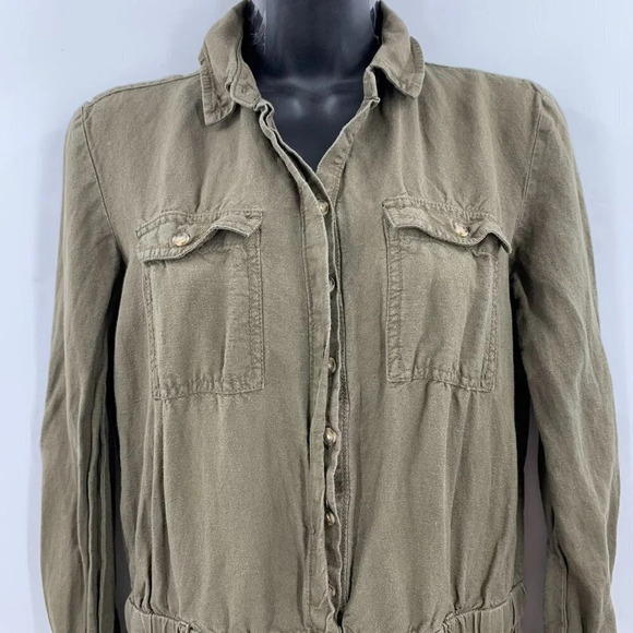 Ann Taylor Loft Women's‎ Linen Blend Long Sleeve Elastic Waist Jumpsuit Size XS - Picture 4 of 16